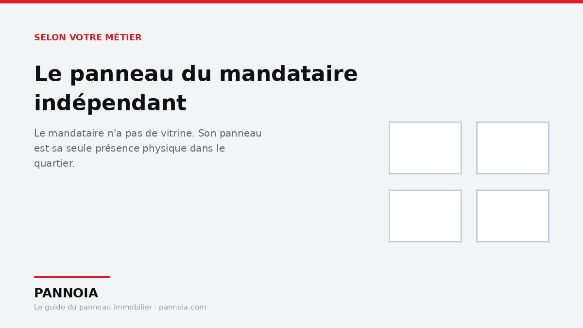 Panneau immobilier personnalisé au nom d'un mandataire indépendant