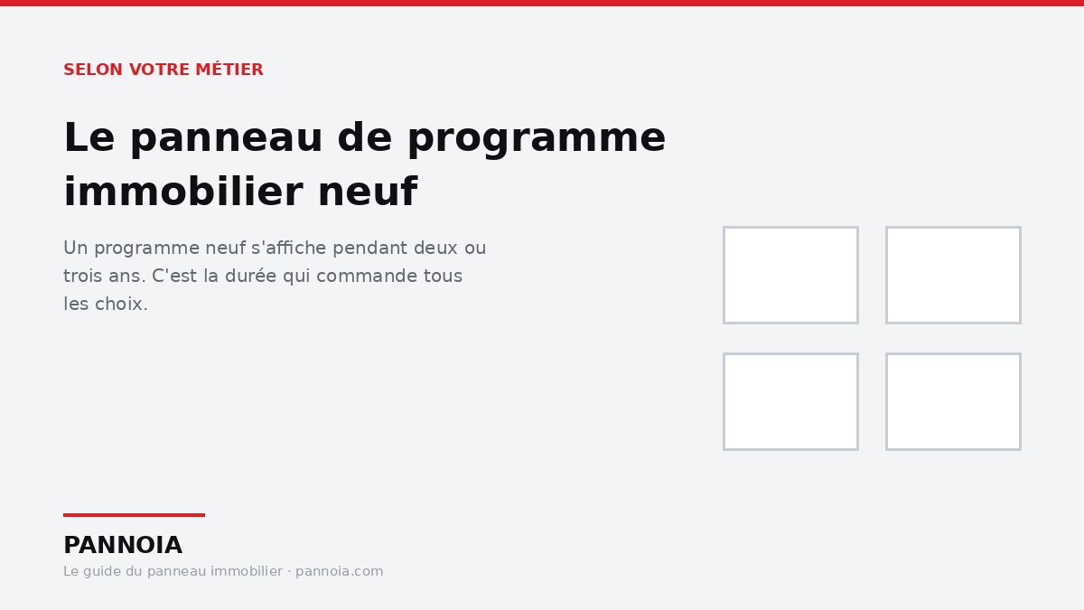 Panneaux de programme immobilier neuf sur une palissade de chantier